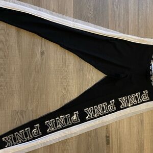 PINK VS BLING YOGA LEGGINGS SIZE MEDIUM